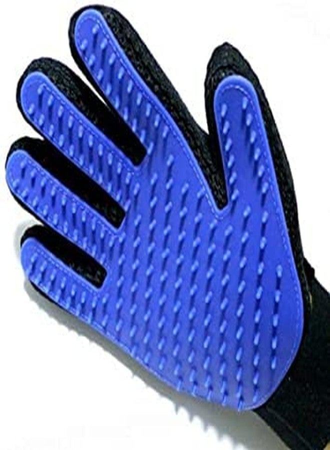 Pups&Pets مجموعة Pups&Pets المكونة من قطعتين، قفاز تنظيف شعر الحيوانات الأليفة Slicker Brush للكلاب والقطط الصغيرة والمتوسطة والكبيرة (أزرق)، قفاز لإزالة شعر الحيوانات الأليفة - تدليك بخمسة أصابع للكلاب والقطط ذات الفراء الطويل والقصير - Image 3